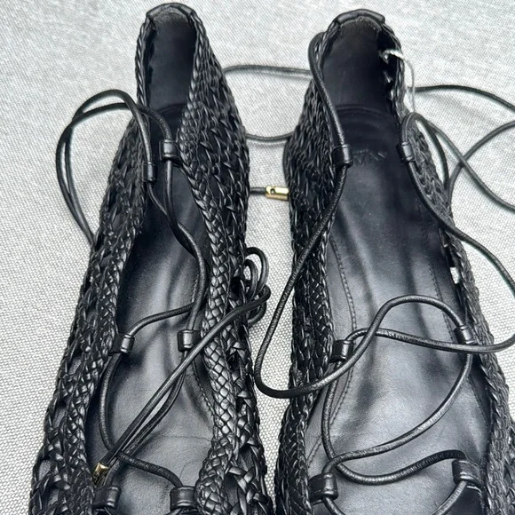 Alexandra Birman Elegant Black Woven Flats
